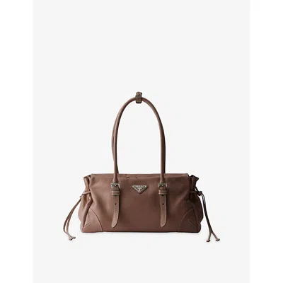 Prada Womens Brown Bonnie Leather Tote Bag
