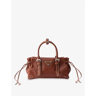 Prada Womens Brown Bonnie Small Leather Shoulder Bag