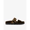 Prada Buckled Velvet Sandals In Brown