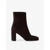 Prada Womens Brown Brand-plaque Suede Heeled Ankle Boots Eur 36 / 3 Uk In Brown
