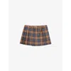 Prada Womens Brown Checked Wool Twill Mini Skirt In Multi