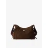 Prada Large Explore Leather Shoulder Bag In Brown