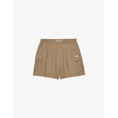 Prada Womens Brown Flap-pocket Elasticated-waist Wool Shorts