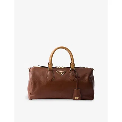 Prada Womens Brown Large Leather Top Handle Bag
