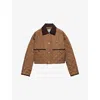 Prada Womens Brown Lightweight Triangle-logo Cropped Nylon Jacket