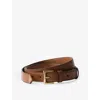 Prada Women Saffiano Leather Belt With Enameled Triangle Logo In Brown