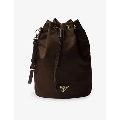 Prada Womens Brown Logo-embellished Re-nylon Pouch