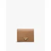 Prada Womens Brown Logo-plaque Small Saffiano Leather Wallet