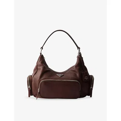Prada Womens Brown Medium Washed Leather Bag