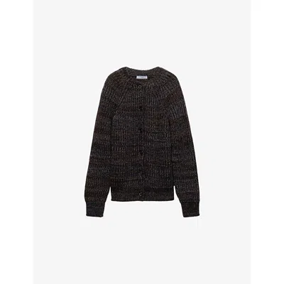 PRADA WOMENS PRADA OVERSIZED-FIT RIBBED-KNIT WOOL AND CASHMERE-BLEND CARDIGAN