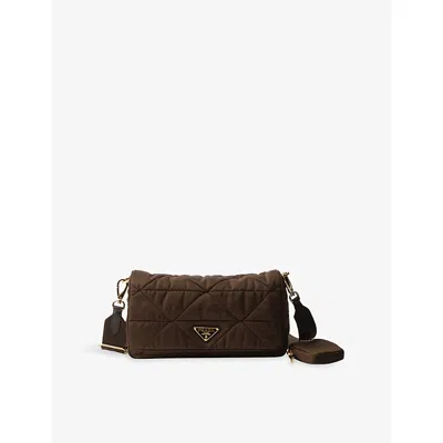 Prada Womens Brown Padded Re-nylon Shoulder Bag