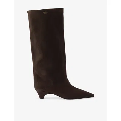 Prada Womens Brown Pointed-toe Leather Knee-high Boots Eur 36.5 / 3.5 Uk