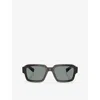Prada Womens Brown Pr 02zs Rectangle-frame Acetate Sunglasses