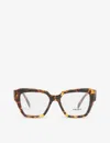 Prada Womens Brown Pr 09zv Tortoiseshell-effect Square-frame Acetate Optical Glasses In Brown