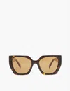Prada Womens Brown Pr 15ws Rectangle-frame Tortoiseshell-effect Acetate Sunglasses In Brown