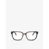 Prada Womens Brown Pr 17zv Rectangle-frame Tortoiseshell-effect Acetate Glasses