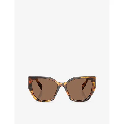 Prada Womens Brown Pr 19zs Pillow Frame Acetate Sunglasses