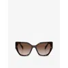 Prada Womens Brown Pr 19zs Tortoiseshell-pattern Acetate Sunglasses In Brown