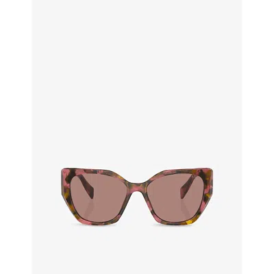 PRADA WOMENS BROWN PR 19ZS TORTOISESHELL-PATTERN ACETATE SUNGLASSES