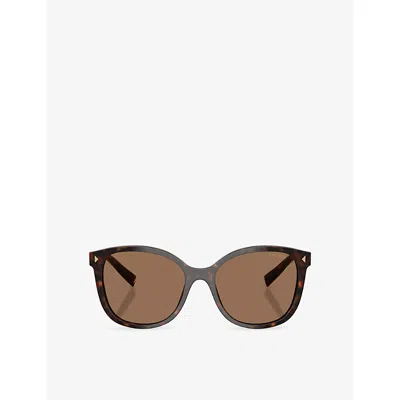 Prada Womens Brown Pr 22zs Square-frame Acetate Sunglasses