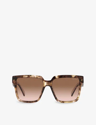 PRADA WOMENS BROWN PR 24ZS SQUARE-FRAME ACETATE SUNGLASSES,67072188