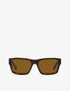 Prada Womens Brown Pr 25zs Rectangle-frame Tortoiseshell Acetate Sunglasses In Brown