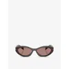 Prada Womens Brown Pr 26zs Oval-frame Acetate Sunglasses In Brown