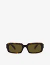 Prada Womens Brown Pr 27zs Branded-arm Rectangle-frame Tortoiseshell Acetate Sunglasses In Brown