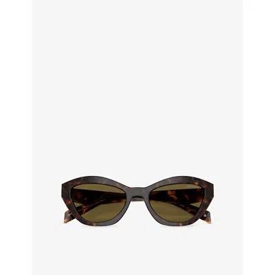 Prada Womens Brown Pr A02s Butterfly-frame Acetate Sunglasses In Green
