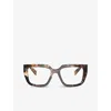 Prada Womens Brown Pr A03v Square-frame Tortoiseshell Acetate Eye Glasses In Brown