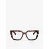 Prada Womens Brown Pr A03v Square-frame Tortoiseshell Acetate Eyeglasses In Brown