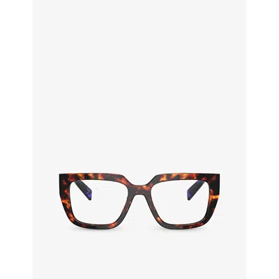Prada Womens Brown Pr A03v Square-frame Tortoiseshell Acetate Eyeglasses