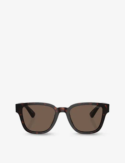 Prada Womens Brown Pr A04s Pillow-frame Acetate Sunglasses