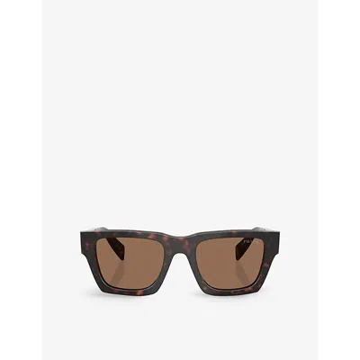 Prada Womens Brown Pr A06s Square-frame Tortoise Acetate Sunglasses In Multi