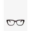 Prada Womens Brown Pr A06v Square-frame Tortoiseshell Acetate Eyeglasses In Brown
