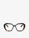 Prada Mens Brown Pr A07v Irregular-frame Acetate Optical Glasses In Brown