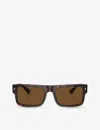Prada Womens Brown Pr A10s Rectangle-frame Acetate Sunglasses In Brown