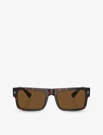 Prada Womens Brown Pr A10s Rectangle-frame Acetate Sunglasses