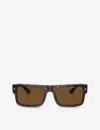 Prada Womens Brown Pr A10s Rectangle-frame Acetate Sunglasses In Brown