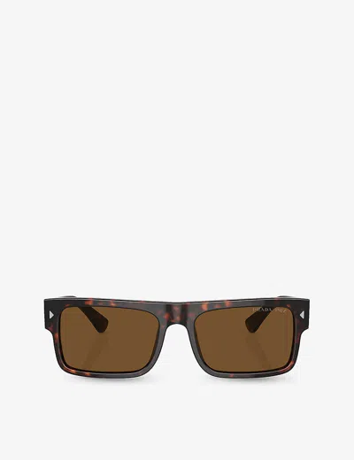 PRADA WOMENS BROWN PR A10S RECTANGLE-FRAME ACETATE SUNGLASSES