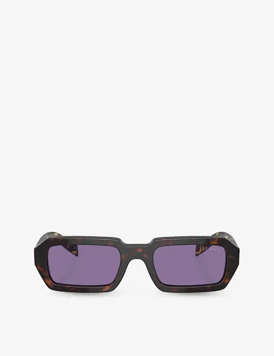 Prada Tortoiseshell-effect Rectangular Sunglasses In Multi