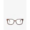 Prada Pr B03v Rectangle-frame Acetate Optical Glasses In Brown