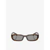 Prada Womens Brown Pr B06s Rectangular-frame Acetate Sunglasses In Brown