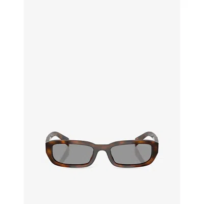 Prada Womens Brown Pr B06s Rectangular-frame Acetate Sunglasses