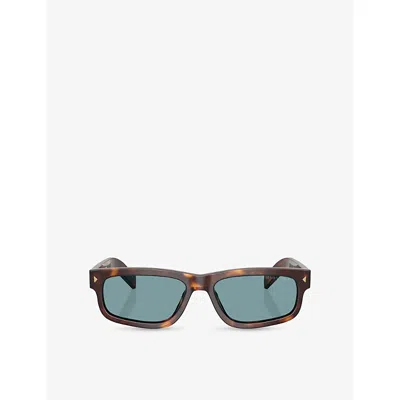 Prada Womens Brown Pr B11s Rectangle-frame Acetate Sunglasses
