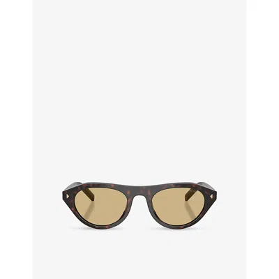 Prada Womens Brown Pr B15s Oval-frame Acetate Sunglasses