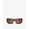 Prada Womens Pr B18s Square-frame Acetate Sunglasses Brown