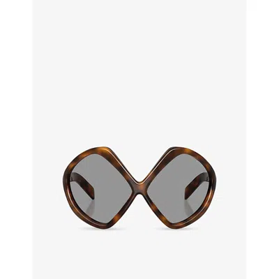 Prada Womens Brown Pr B21s Irregular-frame Acetate Sunglasses