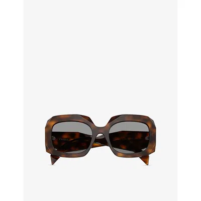 Prada Womens Pr B23s Square-frame Acetate Sunglasses Brown