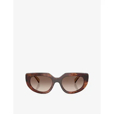 Prada Womens Brown Pr D02s Oval-frame Acetate Sunglasses